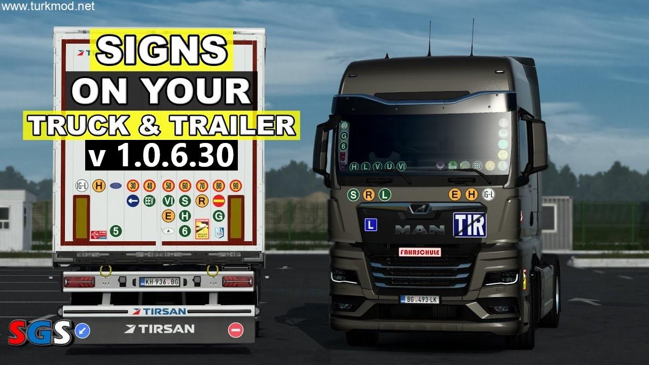 ETS 2 - Çekici ve Dorse İçin İşaretler Modu (1.54-1.55)