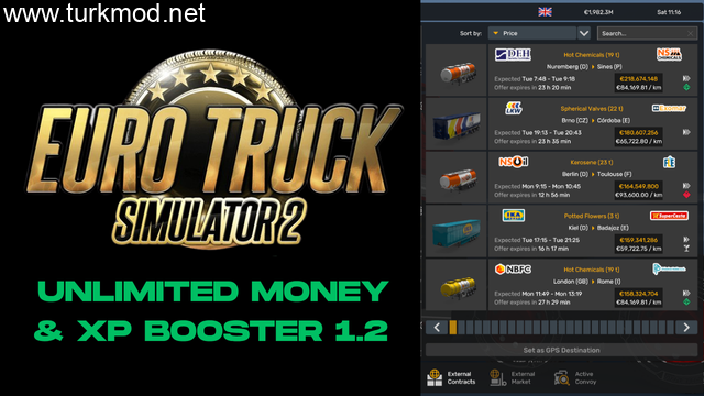ETS 2 - Sınırsız Para ve Deneyim Arttırma Modu (1.55)