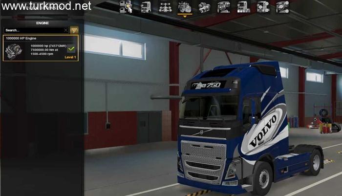 ETS2 - Tüm Çekiciler için 1 Milyon HP Motor Gücü Modu (1.56)