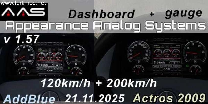 ETS2 - AAS Analog Gösterge Paneli Actros 2009 (1.57)