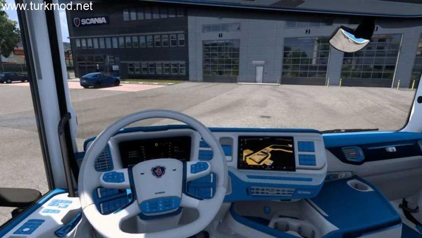 ETS2 - Insanux Beyaz/Mavi + Turuncu/Siyah S16 Super Interior Modu (1.57)