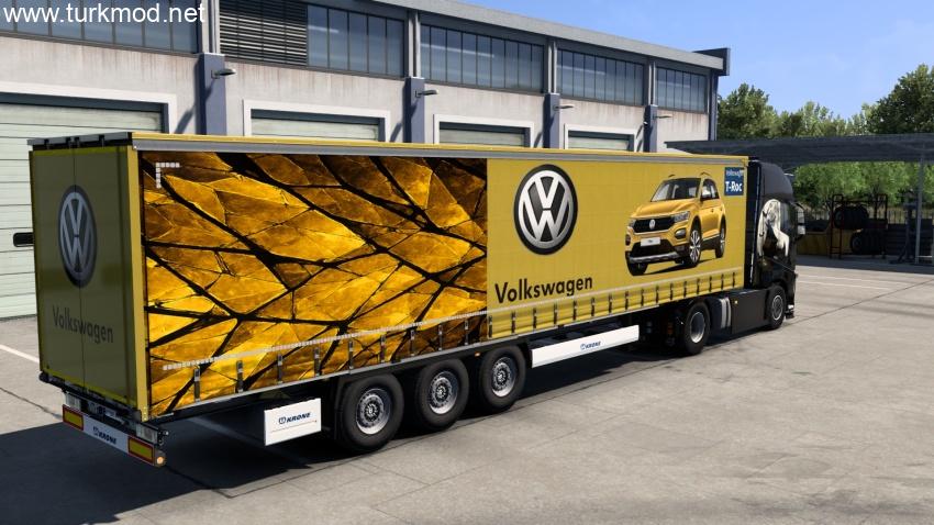 ETS2 - Krone ProfiLiner Volkswagen T-Roc Gold Edition Skin (1.57) kapak görseli