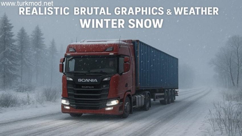 ETS2 - Gerçekçi Acımasız Grafikler ve Hava Durumu Kış Kar Modu (1.57) / V12.7.1 kapak görseli