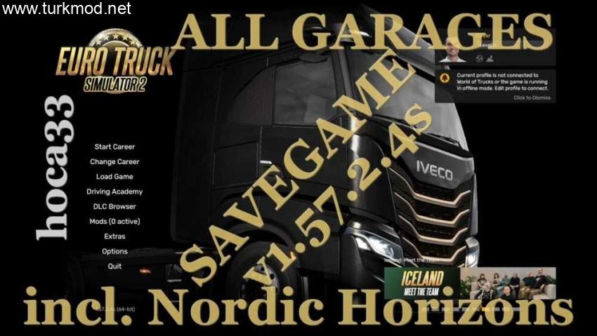 ETS2 - Kayıtlı Oyun Profilleri / Hazır Save Dosyaları – Tüm Harita DLC'leri Gerekir (1.57)