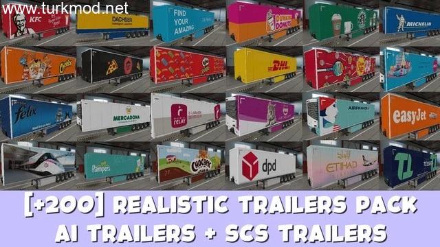 ETS2 - [+200] Gerçekçi Dorse Paketi (Sahip Olunanabilen + AI Bölgesel) Fransa Güncellemesi (1.58) kapak görseli