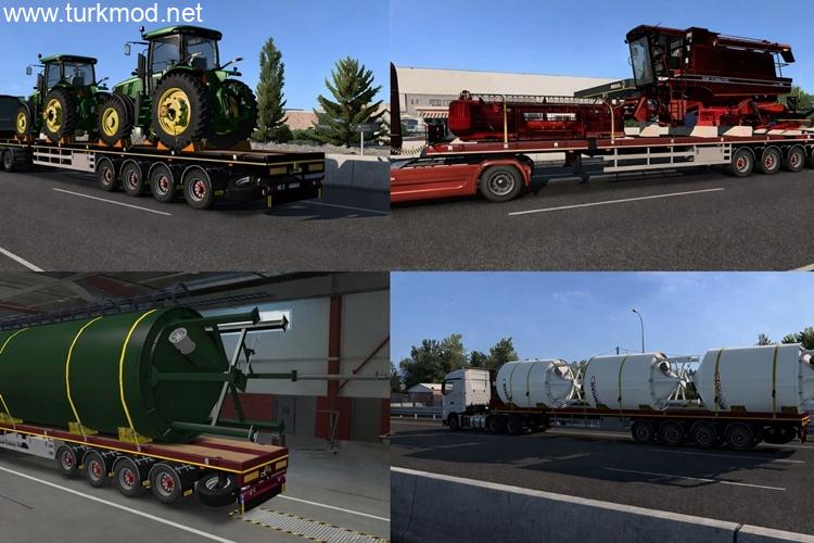 ETS2 - Doll 4 Akslı Düz Yataklı Dorse ve Tarım Yük Paketi Modu kapak görseli