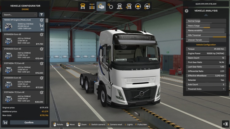 ETS2 - Tüm Kamyonlar İçin 10.000 HP Motor (1.58 - 1.60) - modu