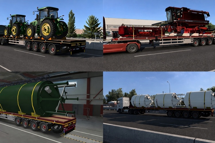 ETS2 - Doll 4 Eksenli Düz Yataklı Römork ve Tarım Yük Paketi (1.58) - modu