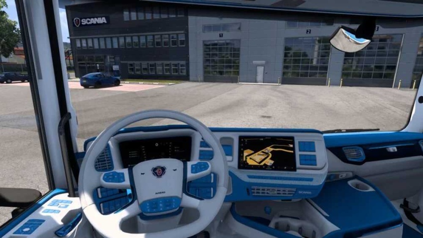 ETS2 - Insanux Beyaz/Mavi + Turuncu/Siyah S16 Süper İç Tasarım (1.57) - modu