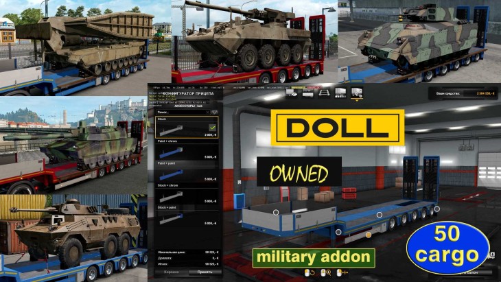 ETS2 - Sahip Olunabilir Römork Doll Panther için Askeri Eklenti (1.56) - modu