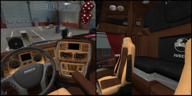 ETS2 - Ahşap Kahverengi İç Mekanlı Iveco Hi-Way - modu