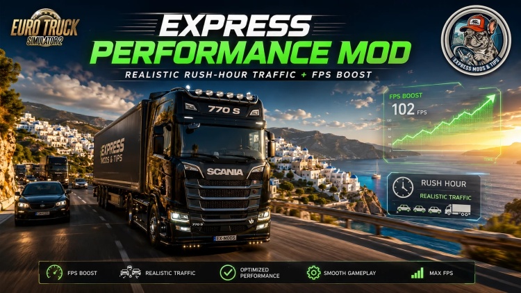 ETS2 - Express Performance Mod: Gerçekçi Yoğun Saat Trafiği + FPS Artışı (1.60) - modu