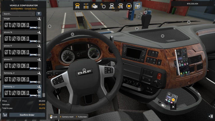 ETS2 - Tüm Kamyonlar İçin Telefonlar (1.60) - modu
