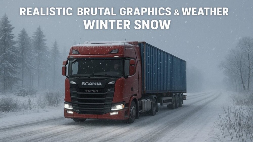 ETS2 - Gerçekçi ve Sert Grafikler & Kış Hava Koşulları: Kar (1.60) - modu