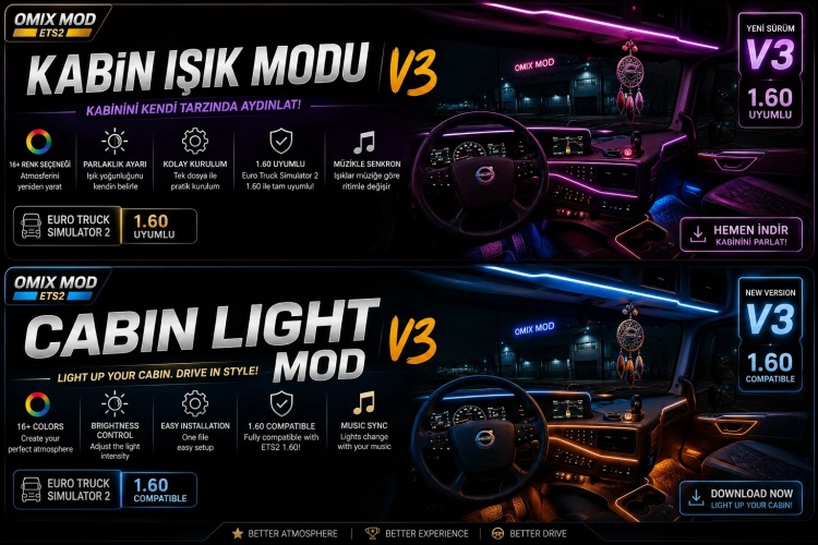 ETS2 - Kabin Işığı Modu (1.60) kapak gorseli