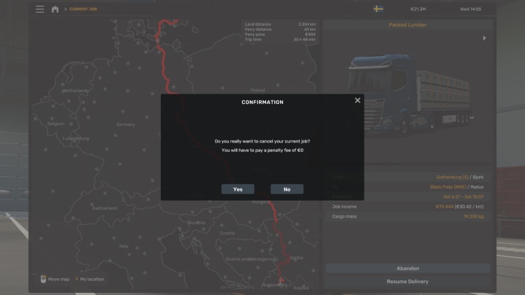 ETS2 - Ücretsiz İş İptali (1.61)