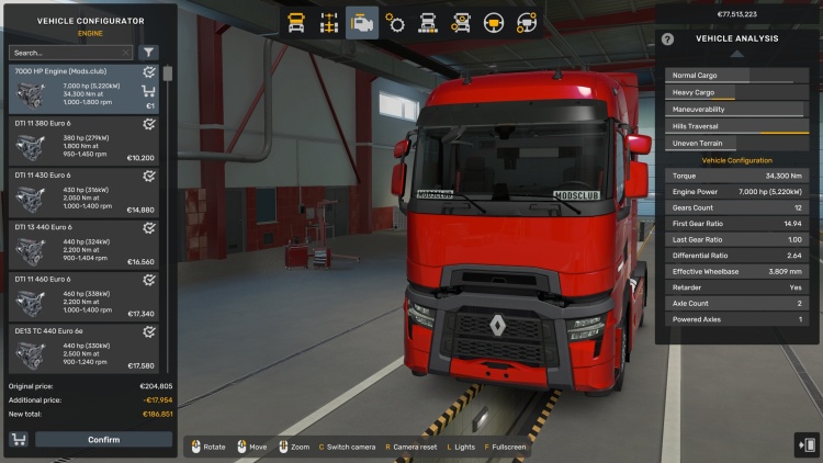 ETS2 - Tüm Kamyonlar 7000 HP Motor (1.60 - 1.61) - modu