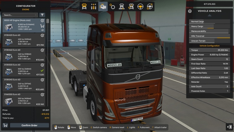 ETS2 - Tüm Kamyonlar 8000 HP Motor (1.60 - 1.61) - modu