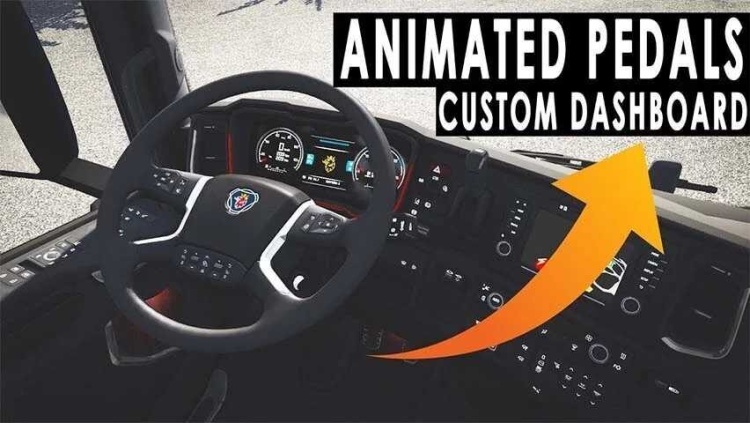ETS2 - Animasyonlu Direksiyon, Pedallar + Özel Gösterge Paneli (1.61) - modu