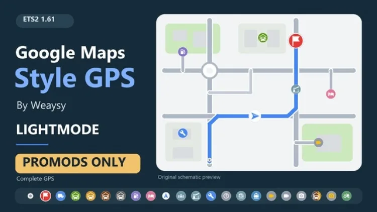ETS2 - Google Haritalar Tarzı GPS Lightmode - Yalnızca PROMODS (1.61)
