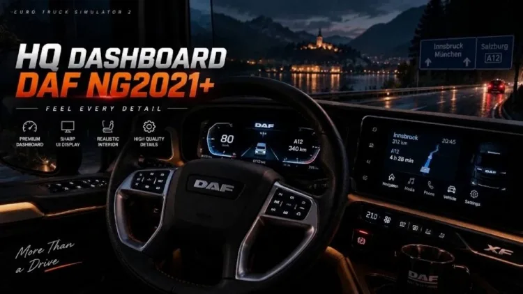 ETS2 - Yüksek Kaliteli Gösterge Paneli DAF NG2021+ (1.62)