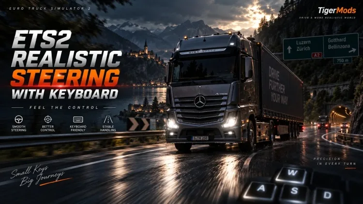 ETS2 - Klavyeyle Gerçekçi Direksiyon Kontrolü (1.62)