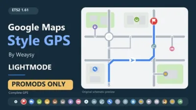 ETS2 - Google Haritalar Tarzı GPS Lightmode - Yalnızca PROMODS (1.61) - modu