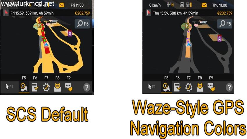 ETS2 - Waze Style GPS Navigation Colors Realistic Dark Mode V2.0
