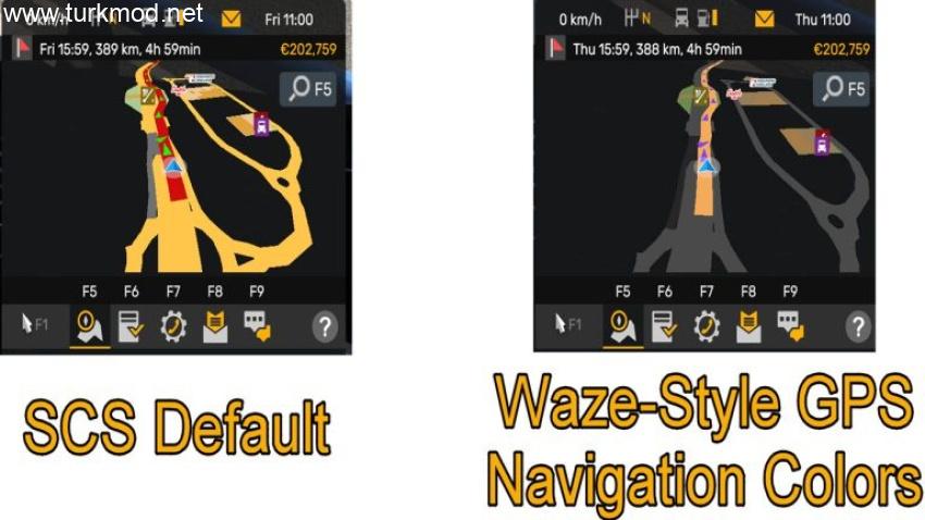 ATS - Waze-Style GPS Navigation Colors V1.9